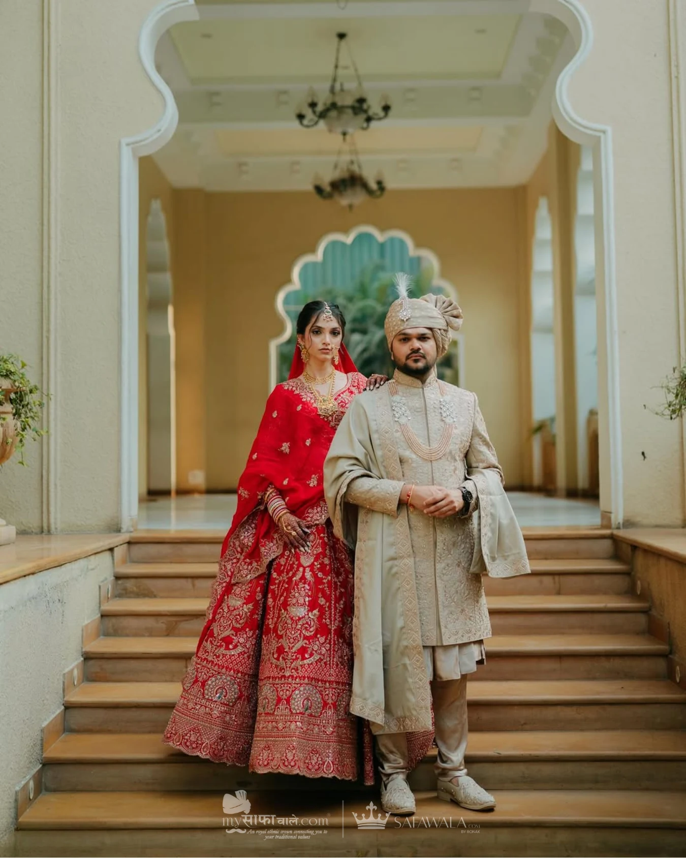 Coordinated ivory wedding pagdis for a formal celebration for bulk pagri package in Dharamshala